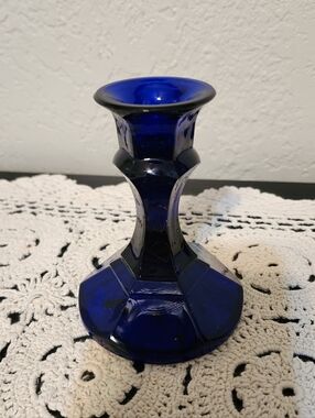 Cobalt Blue Glass Candle Holder